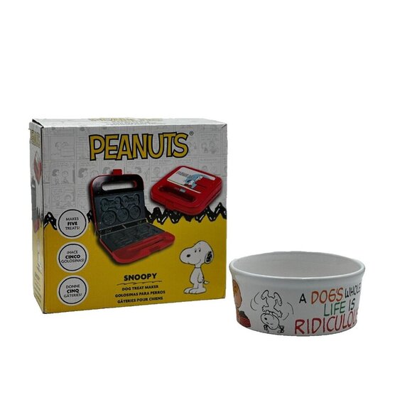 Uncanny Brands Other - NIB Peanuts Snoopy Dog Treat Maker - BONUS Ceramic Bowl! Dog Biscuit Baker Gift